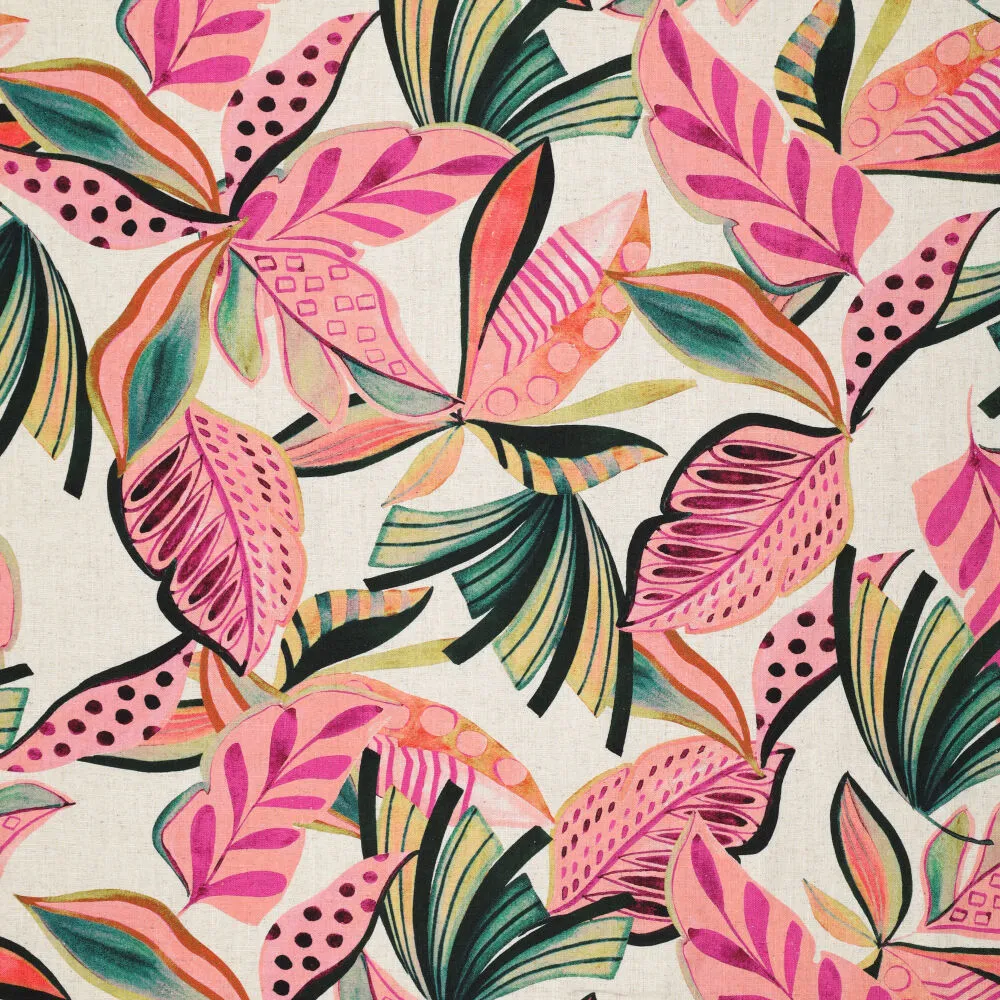 23514 Piombino Flowers Natural Linen Slub