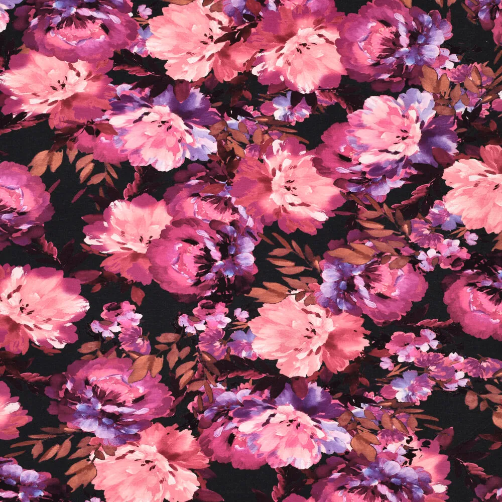 21147 Bold Painted Flowers Viscose Spandex