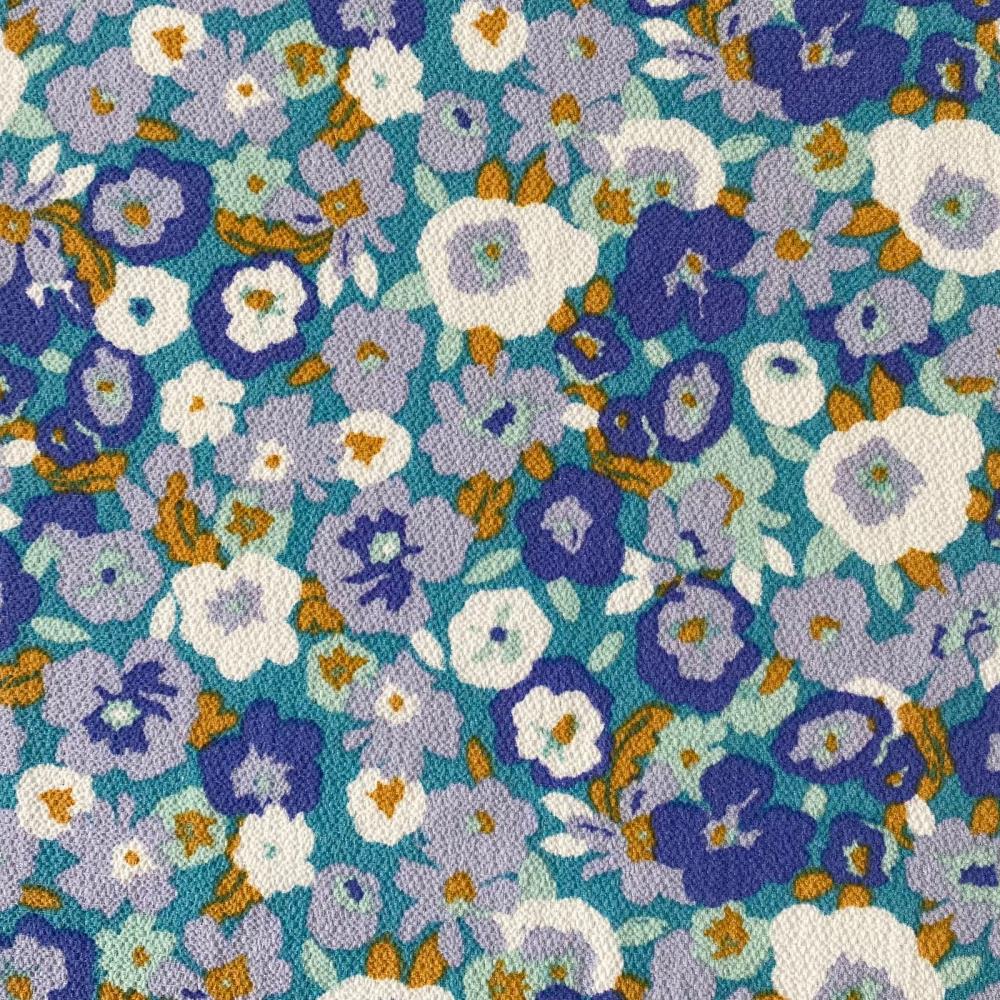 18920 Retro Graphic Flower Bubble Chiffon