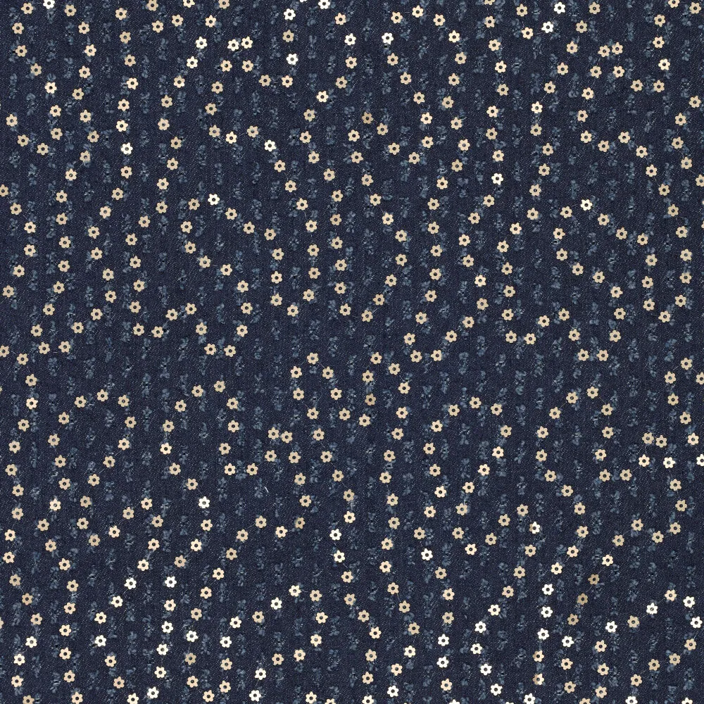 23676 Punch Denim Sequince Flower