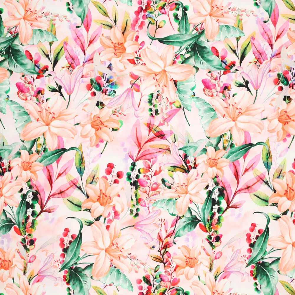 20989 Cotton Satin Romantic Florals