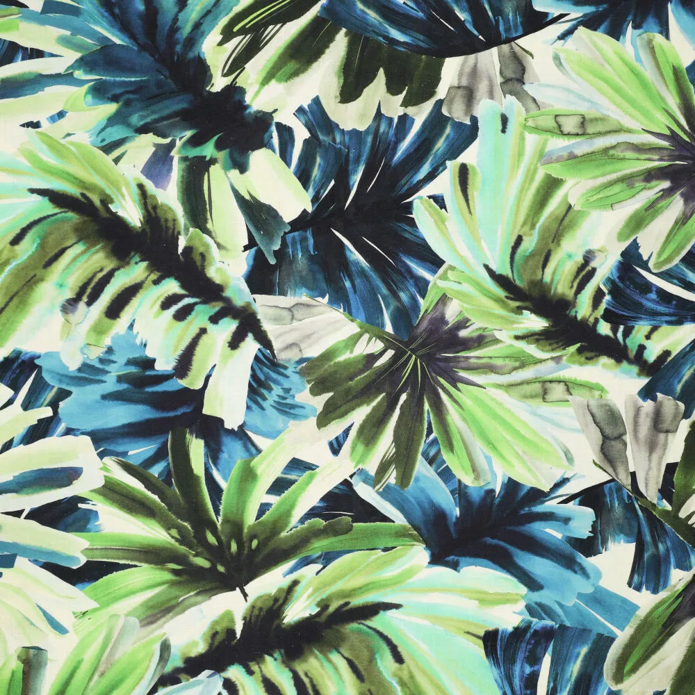 23509 Tropical Leaves Linen Slub