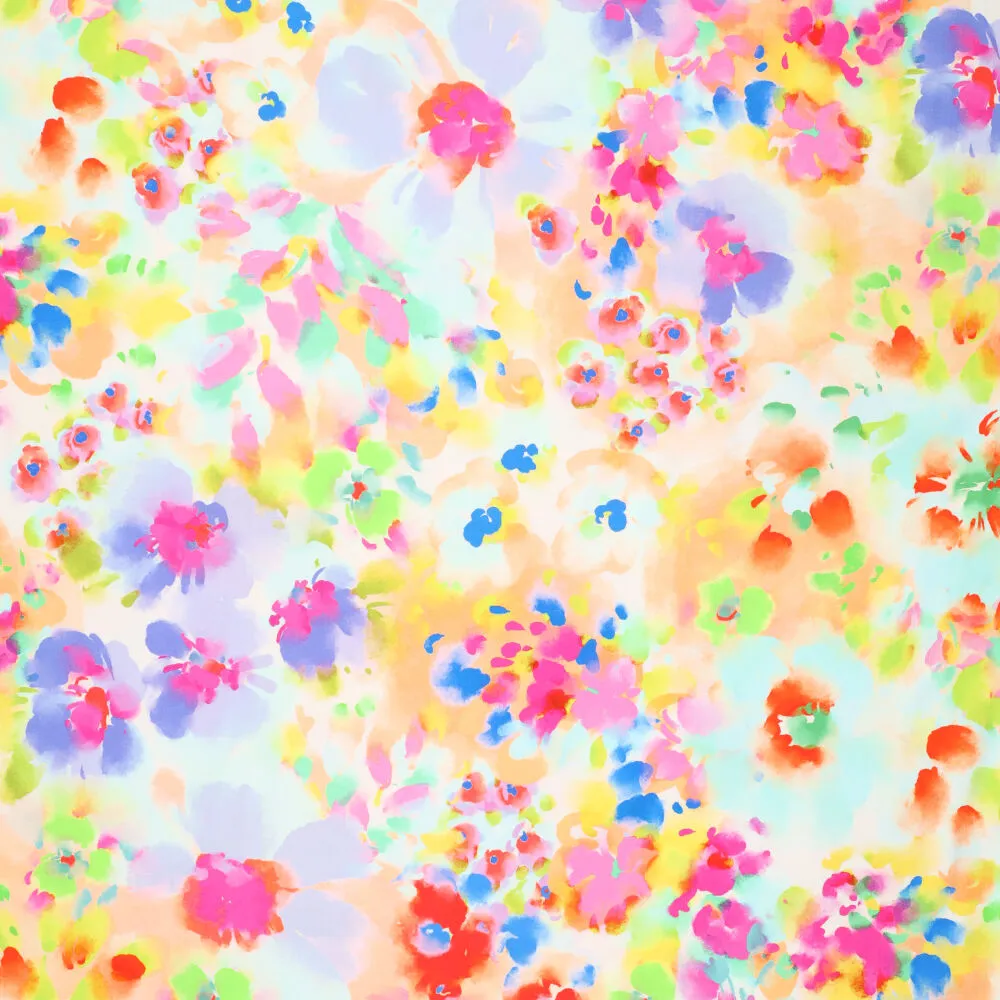 20853 Digi Watercolour Flowers Poplin Stretch