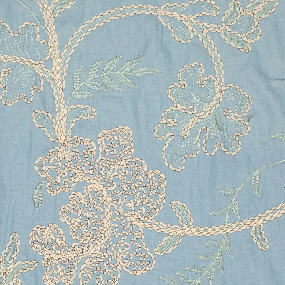 21925 Leaves Embroidery Denim