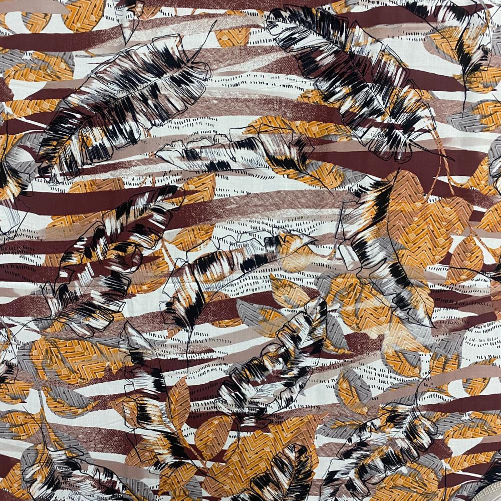 18904 Strokes Leaves Viscose Poplin