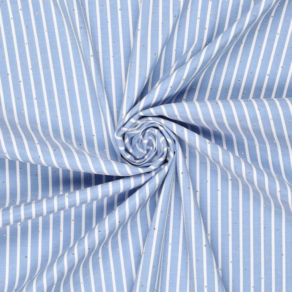 22796 YD Cotton Stretch Poplin Stripe Rhinestone