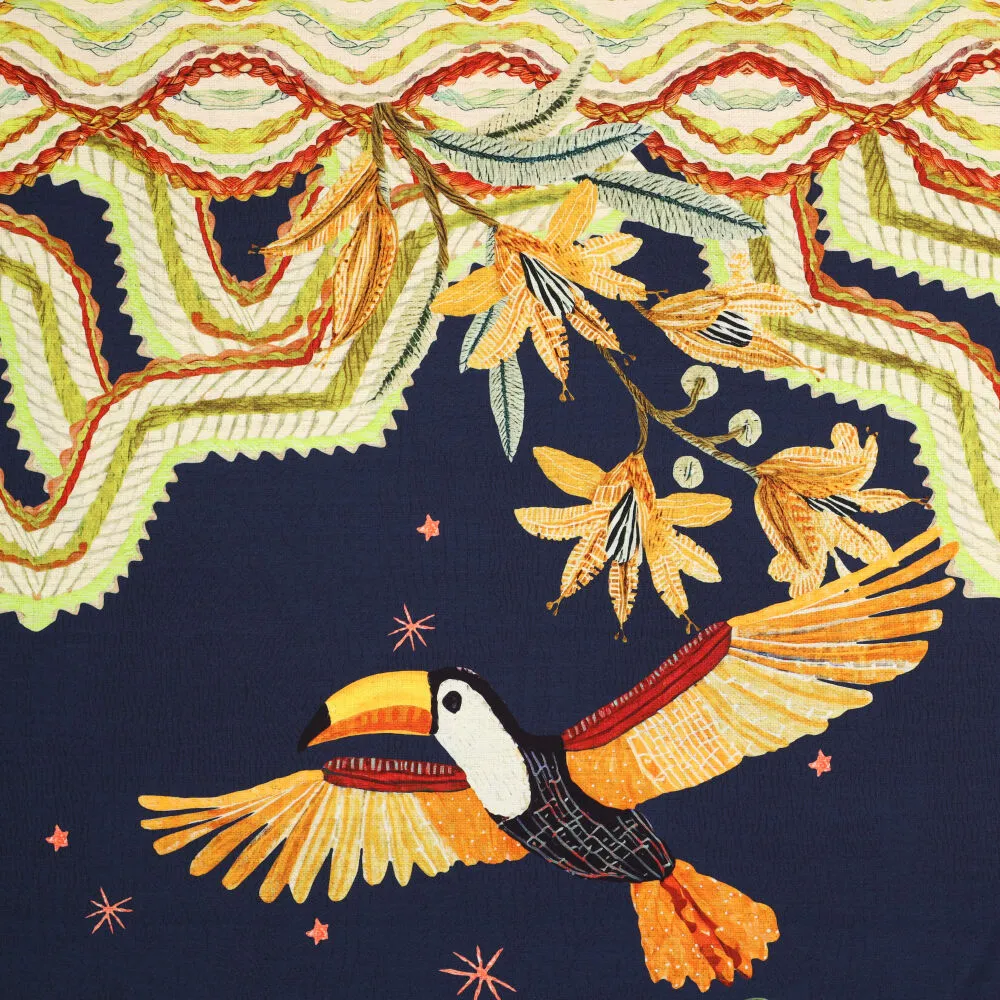 22546 Viscose Twill Tucan Birds 