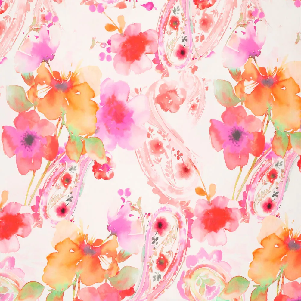 22581 Paisley Poppy Viscose Satin  22581 Paisley Poppy Viscose Satin