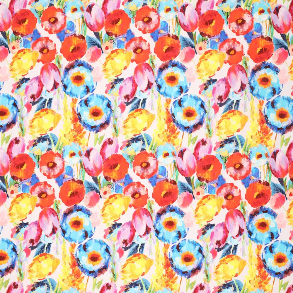 20899 Cotton Satin Painted Flowers 20899 Cotton Satin Painted Flowers