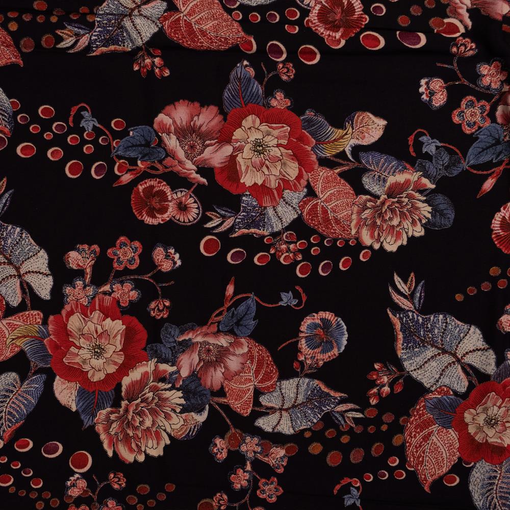 17480 Discharge Flowers Viscose Poplin