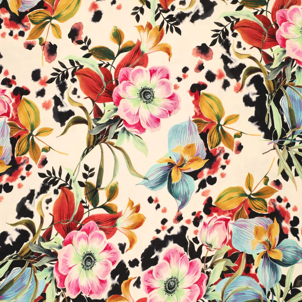 23522 Peonies Art Viscose Satin
