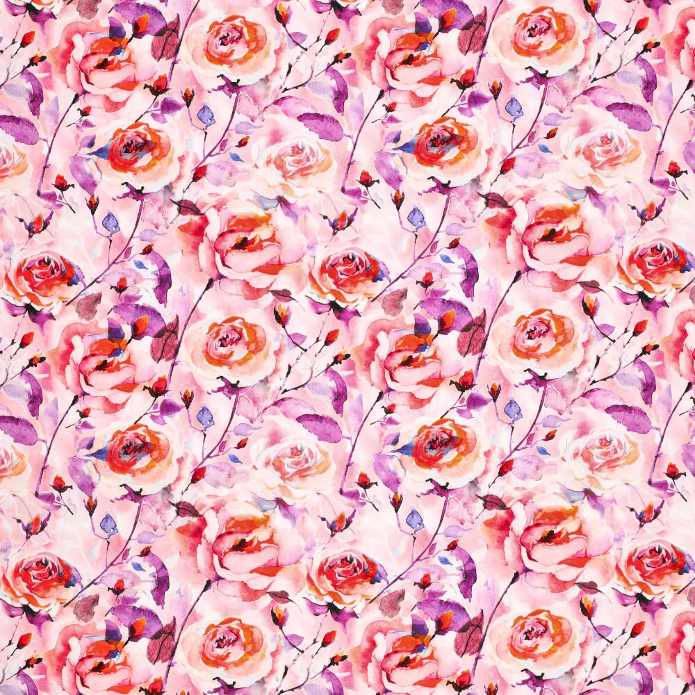 20949 Cotton Satin Aquarel Roses