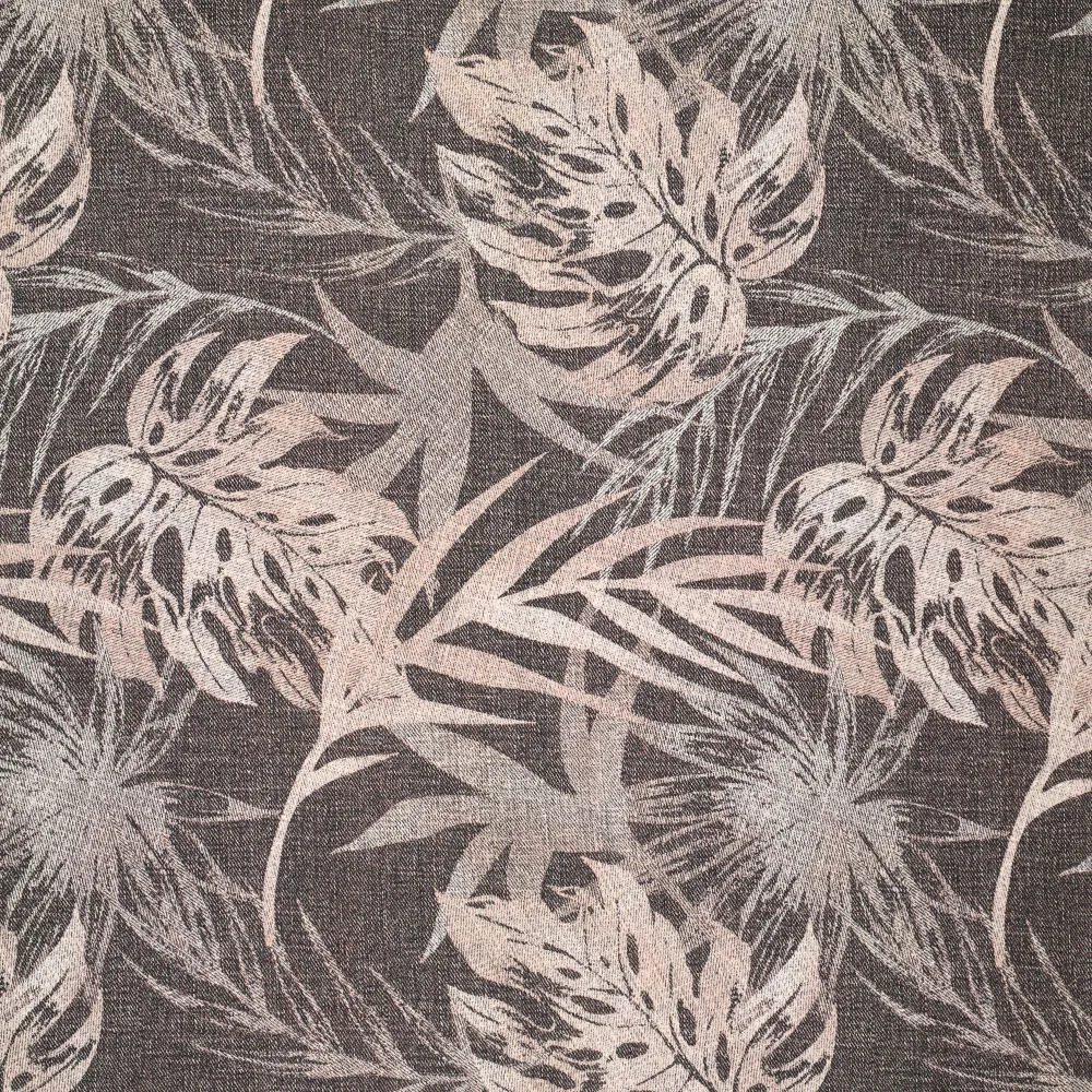 22289 Denim Palm Leaves Cotton Twill