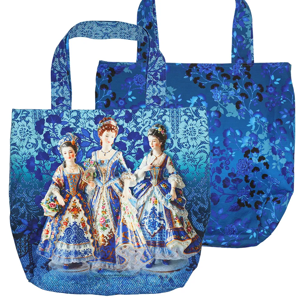 KN10003 Delft Blue Elegance Printed Canvas Bag