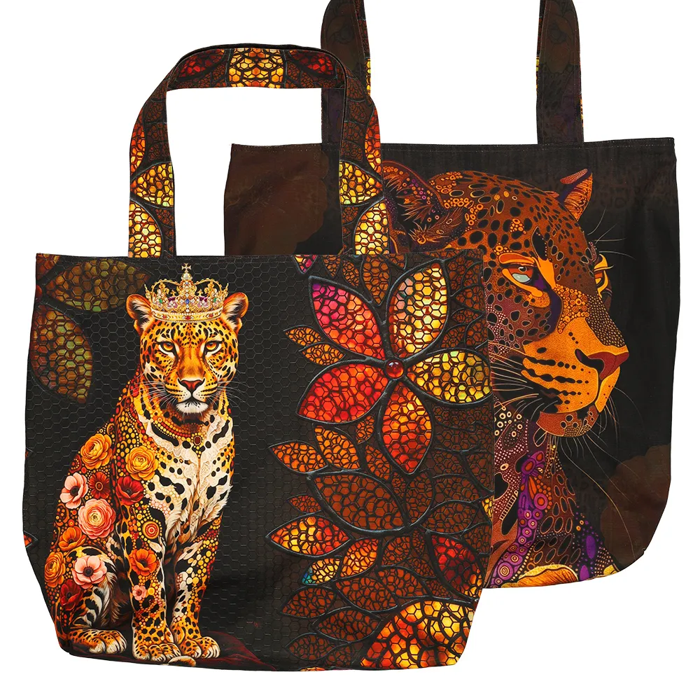 KN10004 Golden Leopard Luxury Printed Canvas Bag