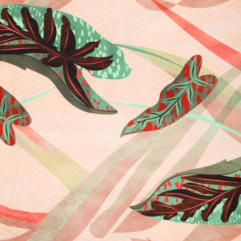 22534 Aqua Leaves Viscose Slub