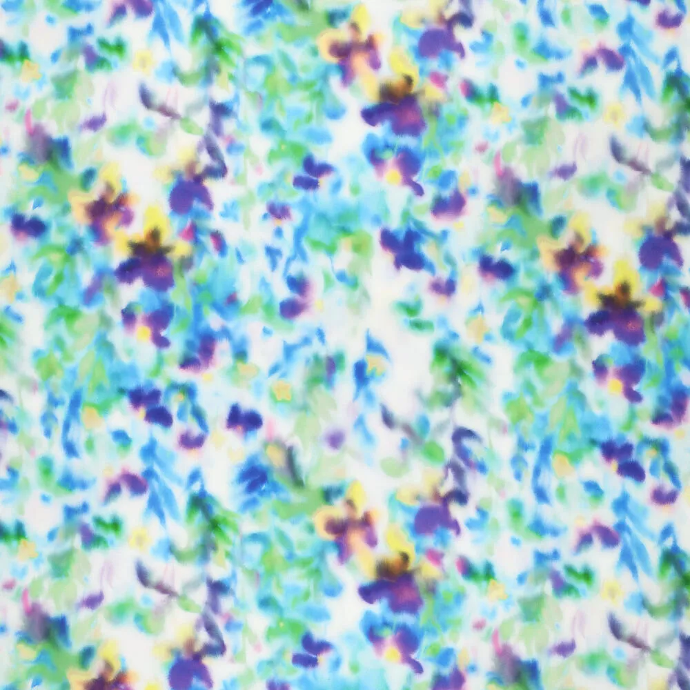 20622 Blurred Flowers Stretch Satin