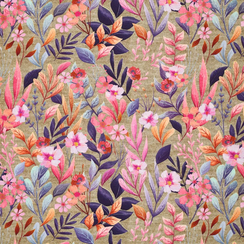 19372 Dipaint Floral Leaf Cotton Spandex