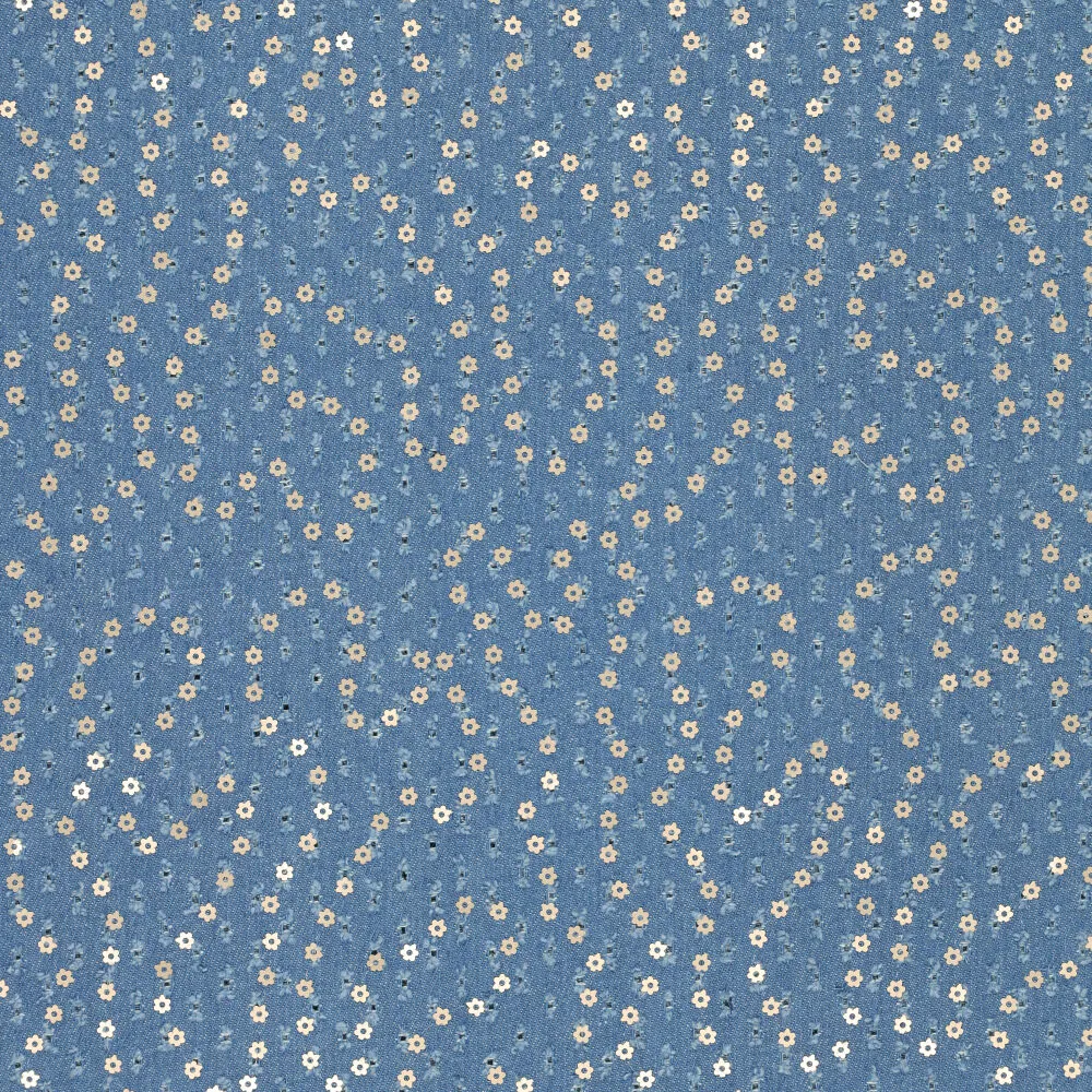 23676 Punch Denim Sequince Flower
