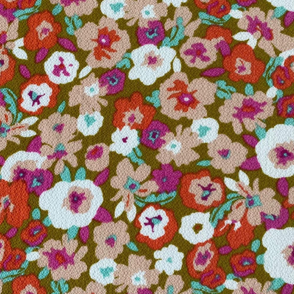 18920 Retro Graphic Flower Bubble Chiffon