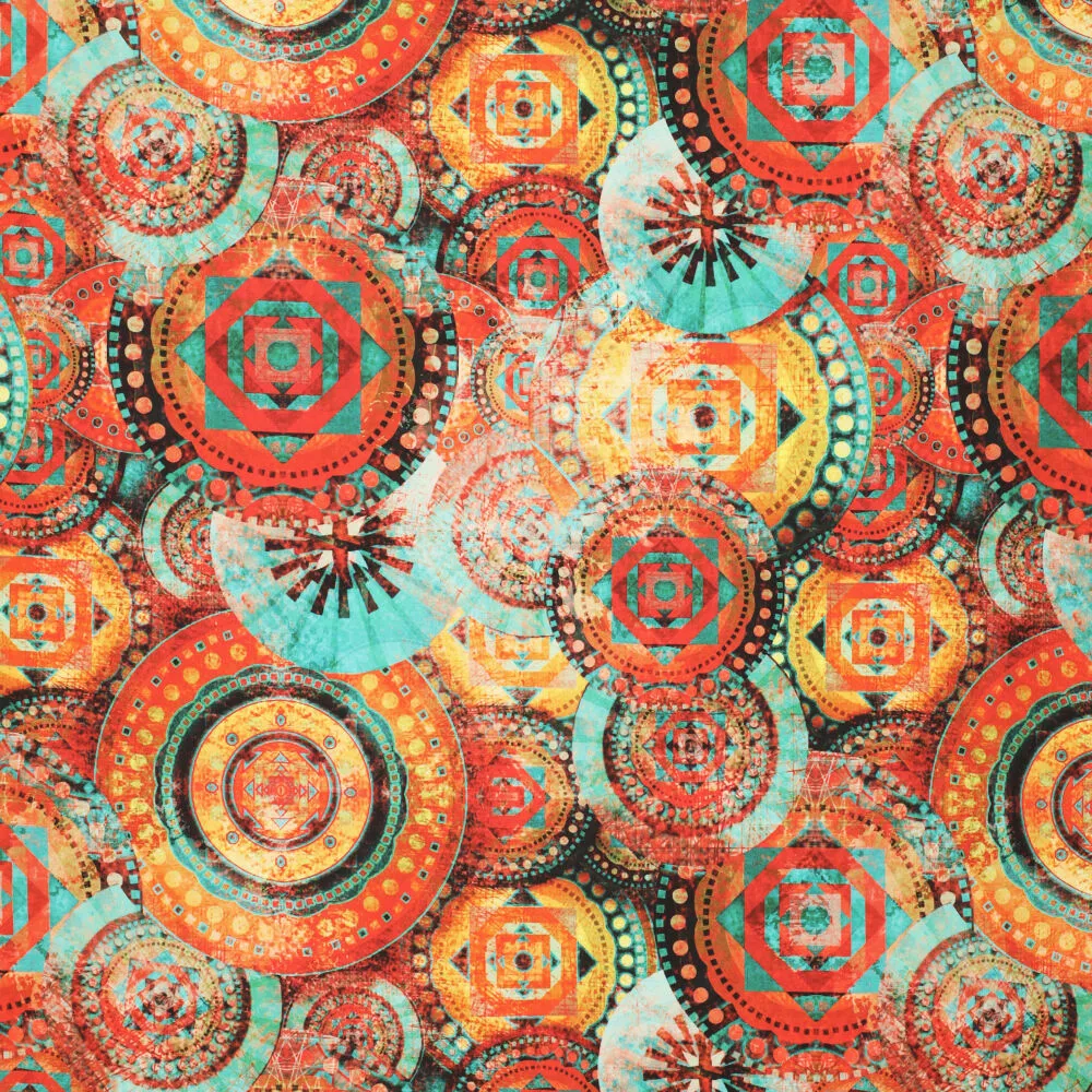 19595 Mandala Poplin Stretch Washed Silicon