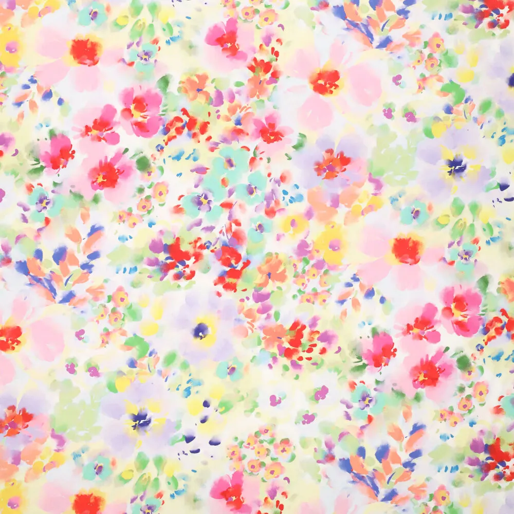 20623 Watercolour Flowers Stretch Satin