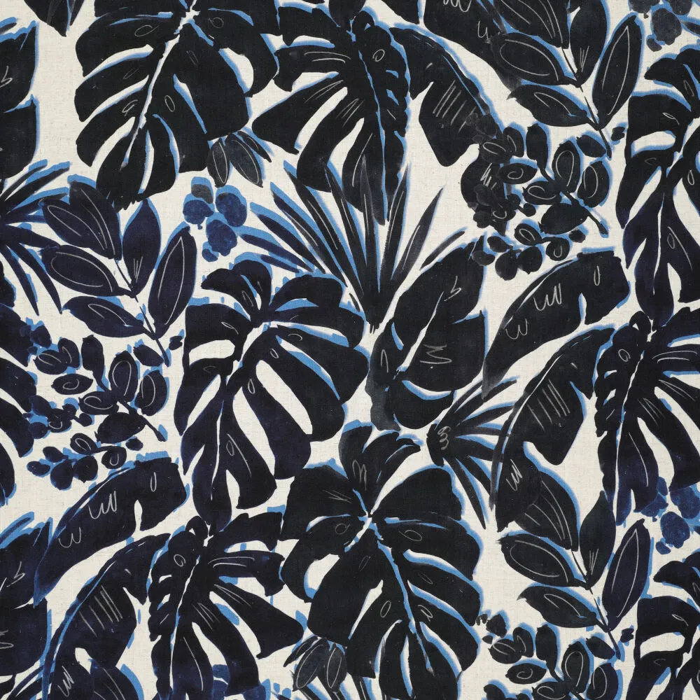 23512 Safari Big Leaves Natural Linen Slub 
