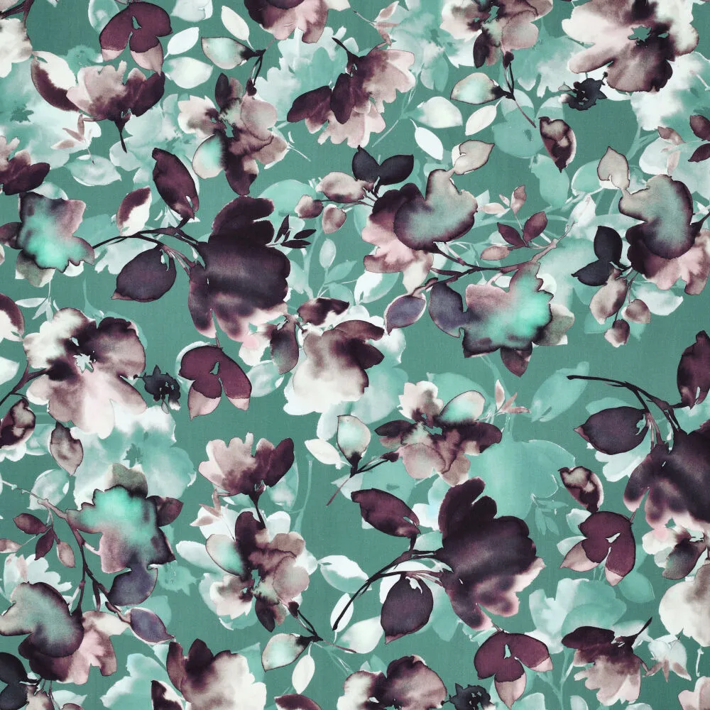 21129 Viscose Twill Water Painted Floral 