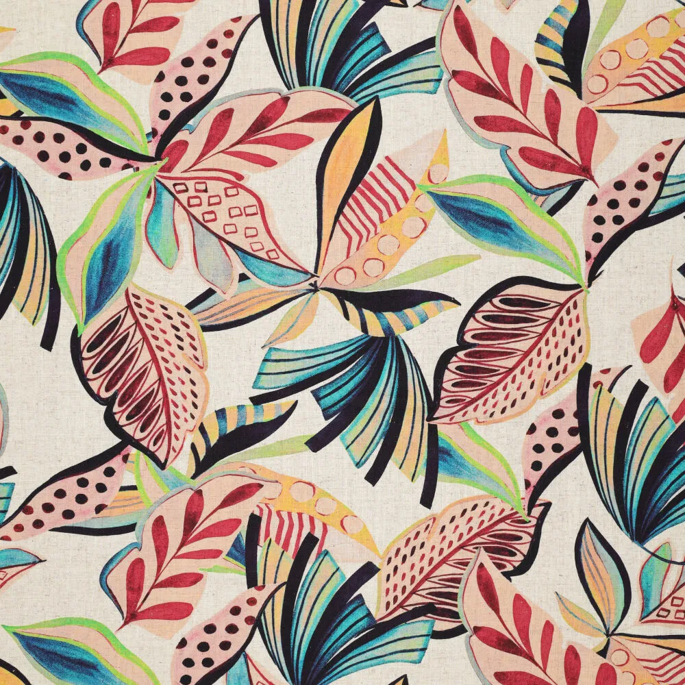 23514 Piombino Flowers Natural Linen Slub