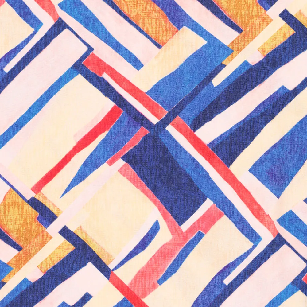23541 Viscose Twill Abstract Colorblocks 