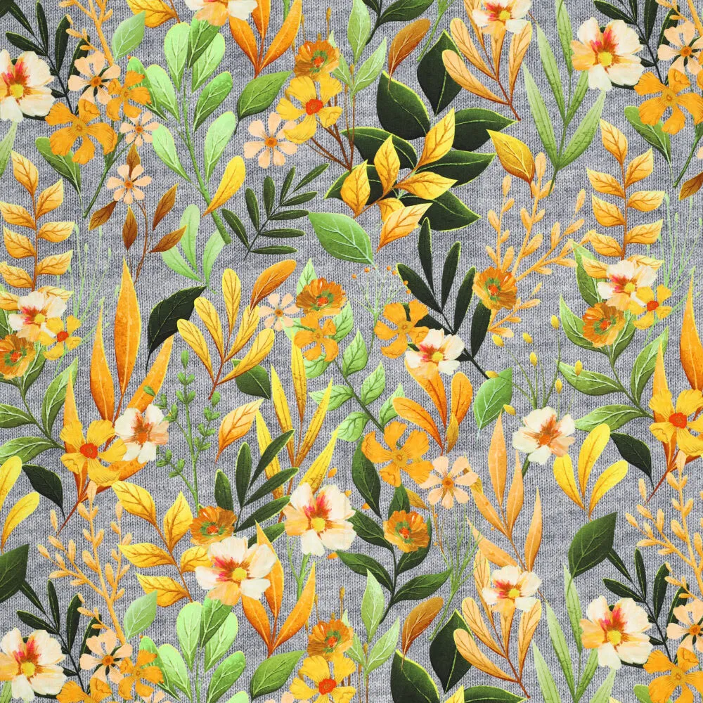 19372 Dipaint Floral Leaf Cotton Spandex
