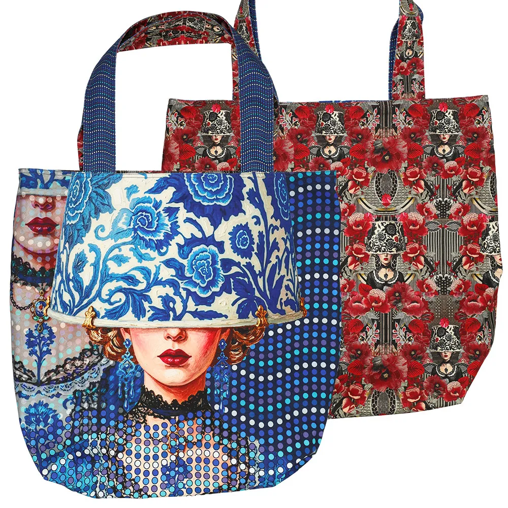 KN10000 Baroque Bloom Portrait Printed Canvas Bag
